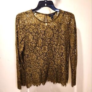 J CREW olive green lace top with built in cami size 2